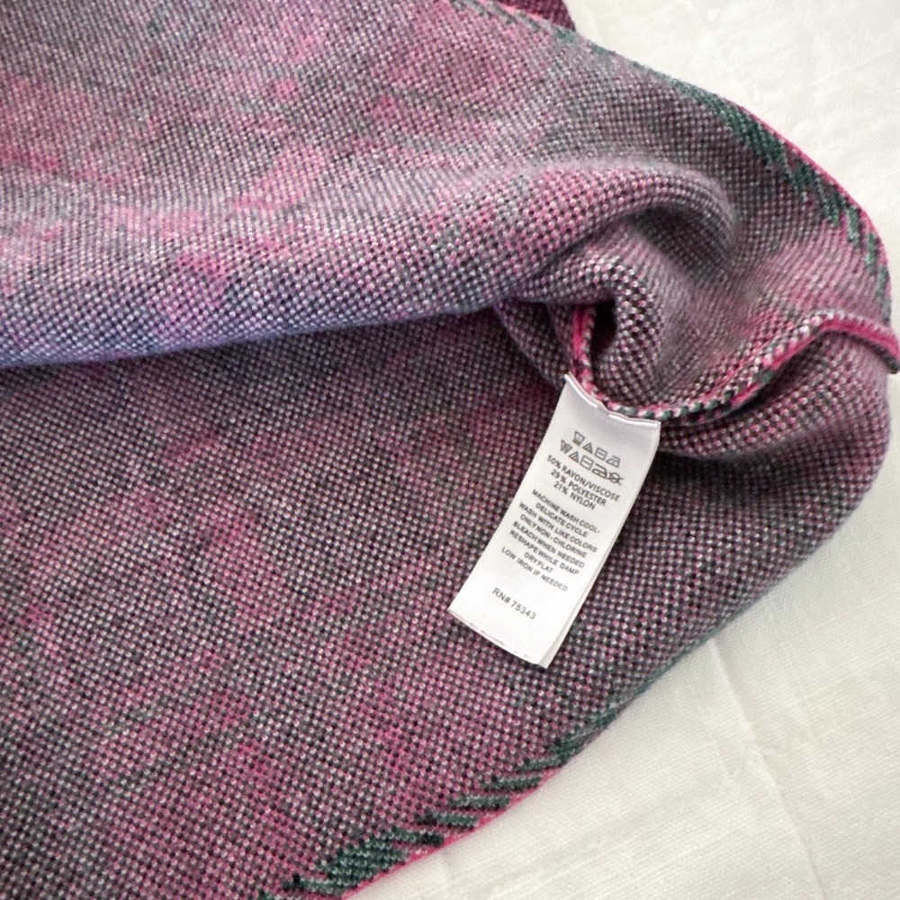 Tahari Plaid Mock Neck Pullover Sweater Women's LARGE Pink Plaid‎ Preppy - Picture 7 of 9